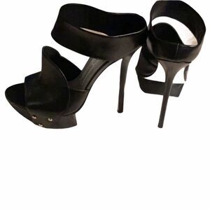CAMILLA SKOVGAARD, BIKERCORE, BLACK, LEATHER  PLATFORM HEELS SIZE 9